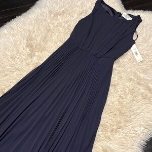 Navy Pleated Maxi Dress